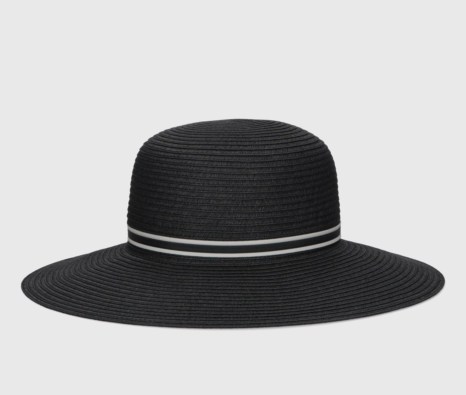 Shop Borsalino Giselle Braided Papier In Black, Black/cream Hat Band