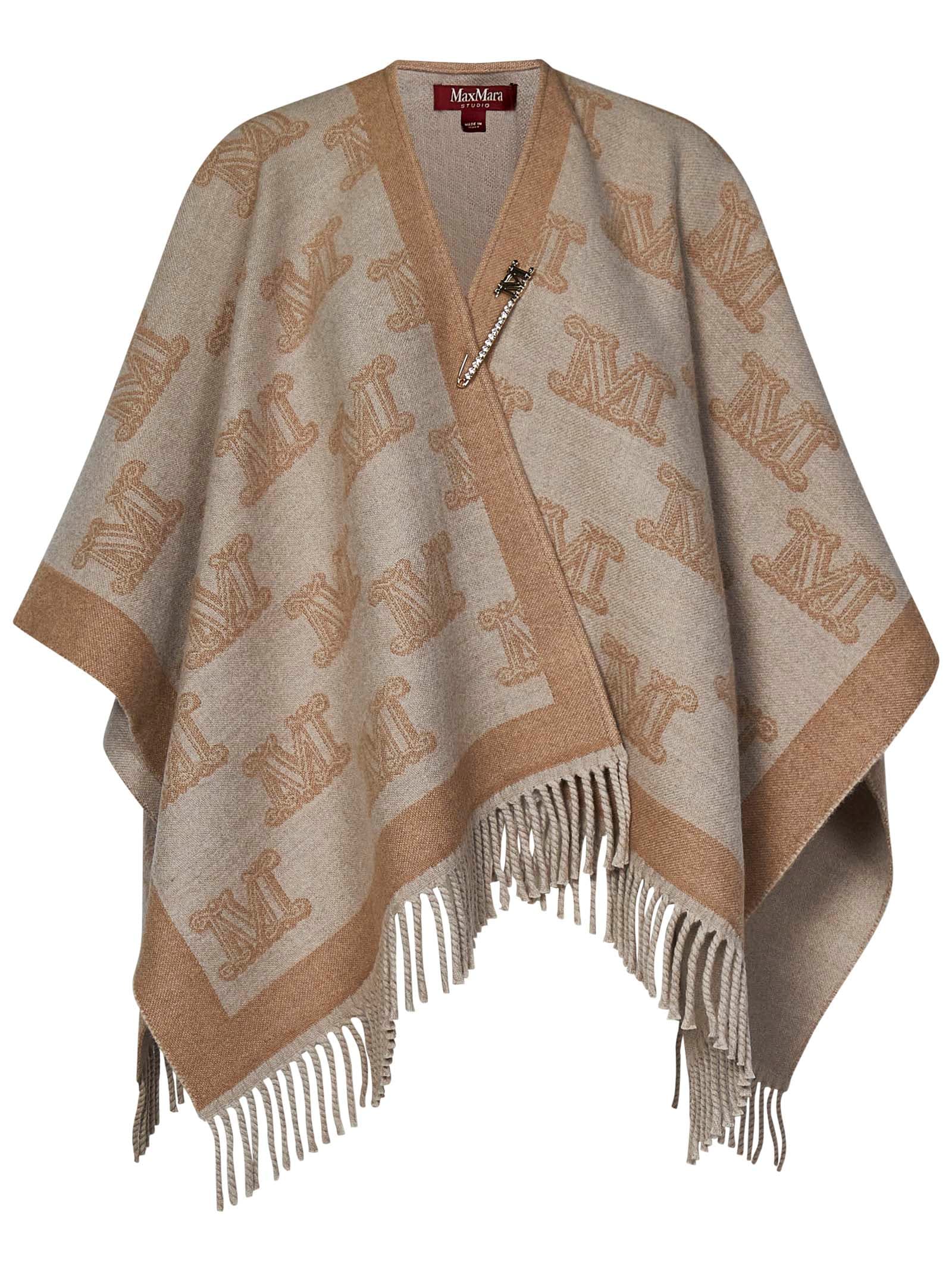 Shop Max Mara Maxmara Studio Frine Cape In Beige