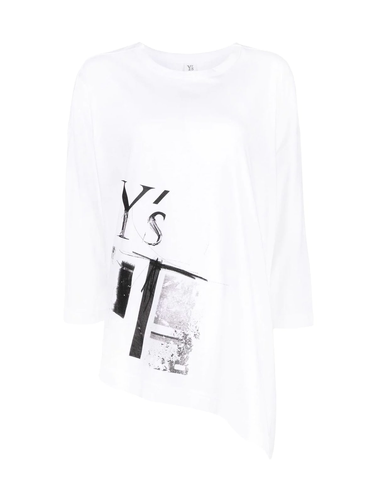 Shop Y's M-asymmetry Drape T In White