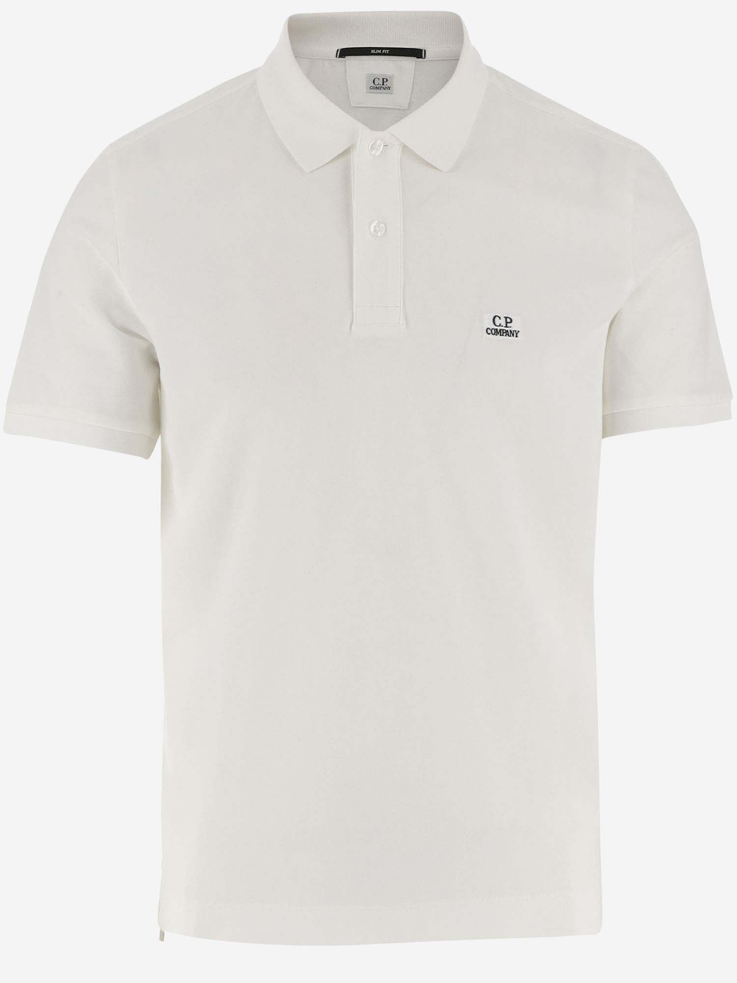 Shop C.p. Company Cotton Blend Polo Shirt With Logo In Gauze White