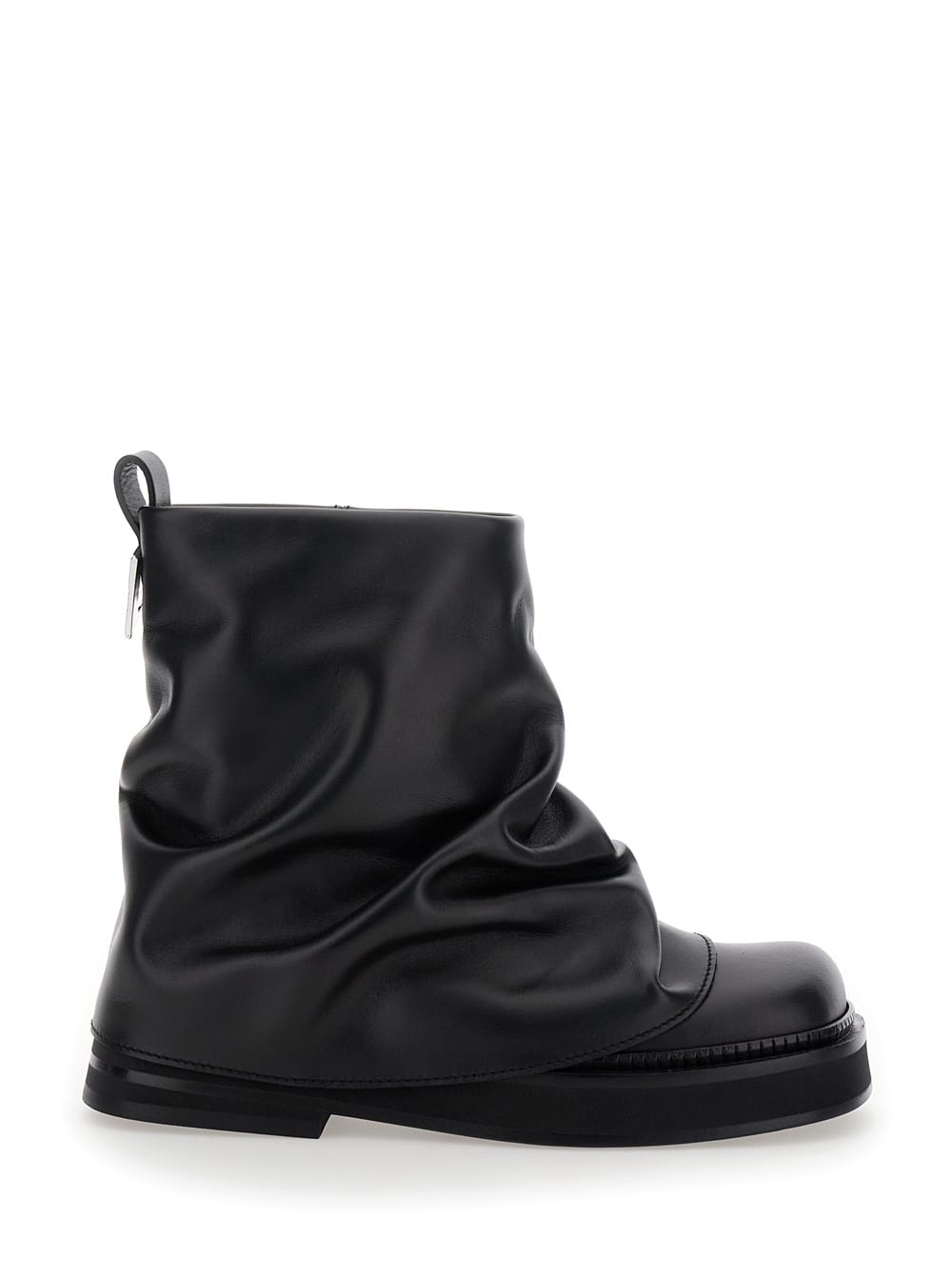 mini Robin Black Ankle Boots With Logo Plaque On The Rear And Pull-tab At The Heel In Leather Woman