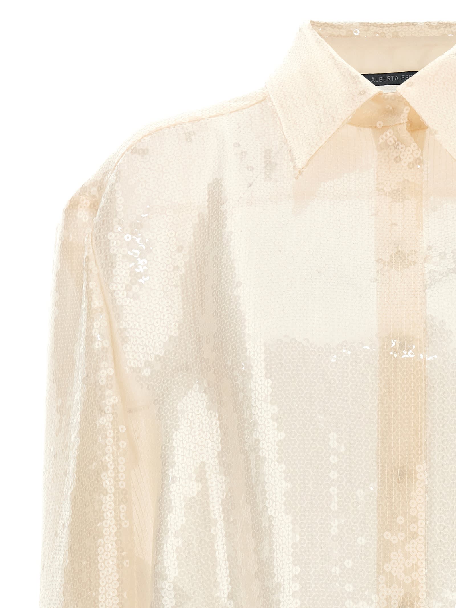 Shop Alberta Ferretti Sequin Shirt In White