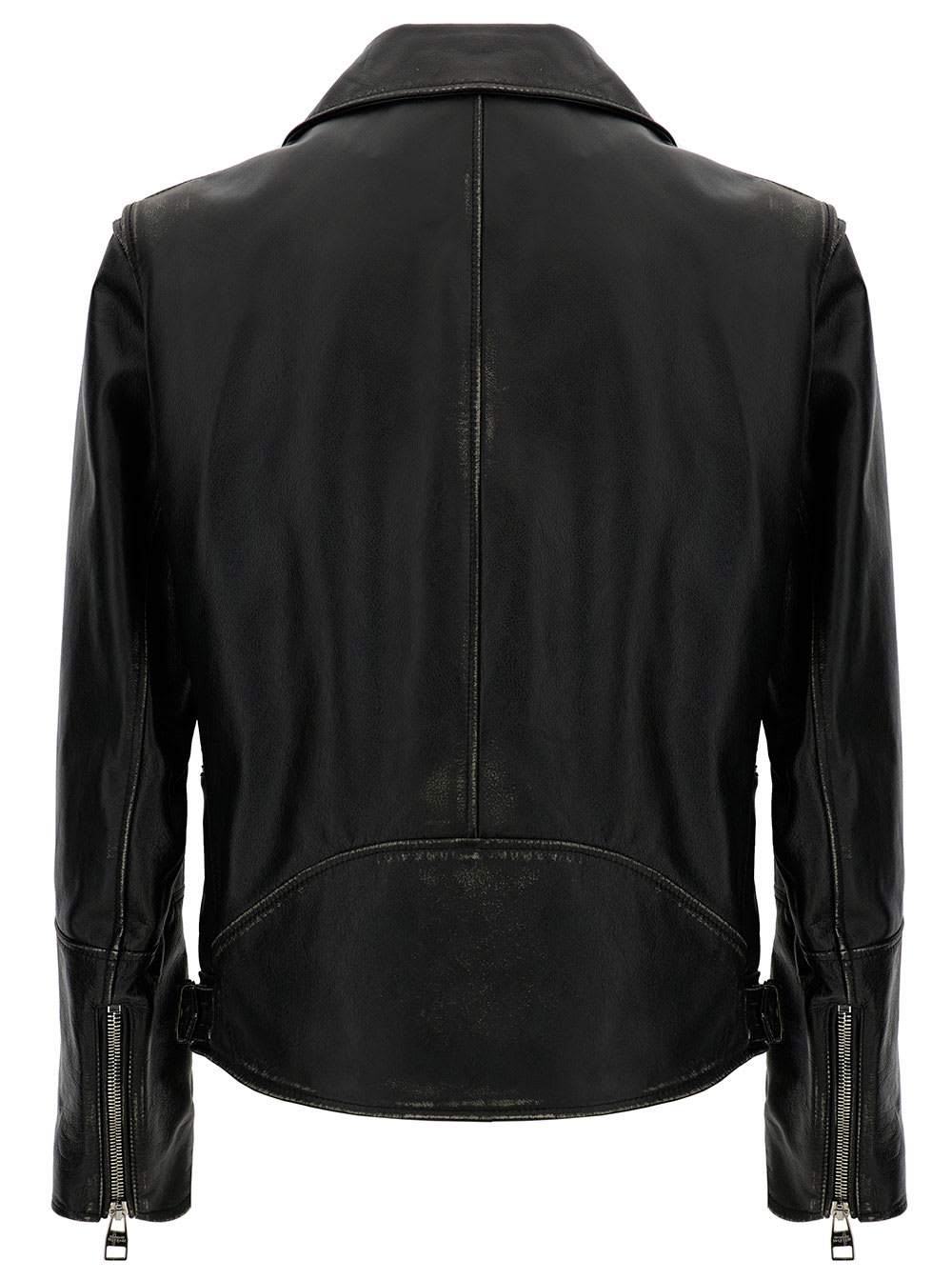 Shop Alexander Mcqueen Black Biker Jacket With Zip In Leather Man
