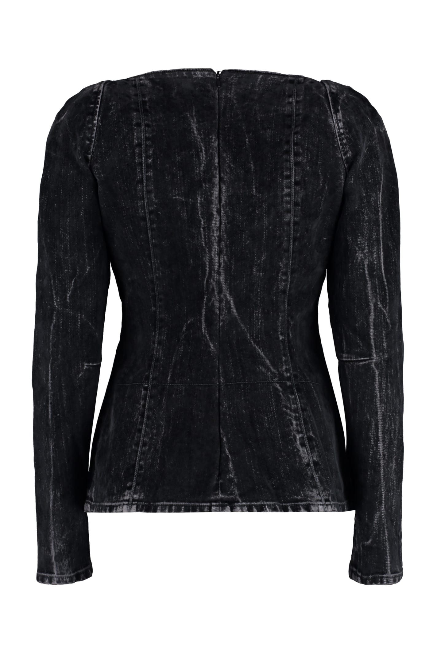 Stella Mccartney Women's Velvet Loveheart Denim Top In Black