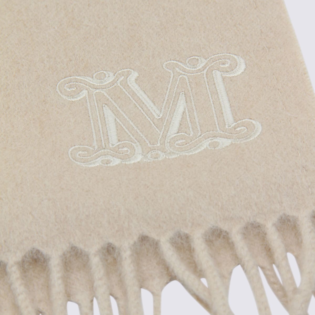 Max Mara Cream Wool Wkclara Scarf In Gold