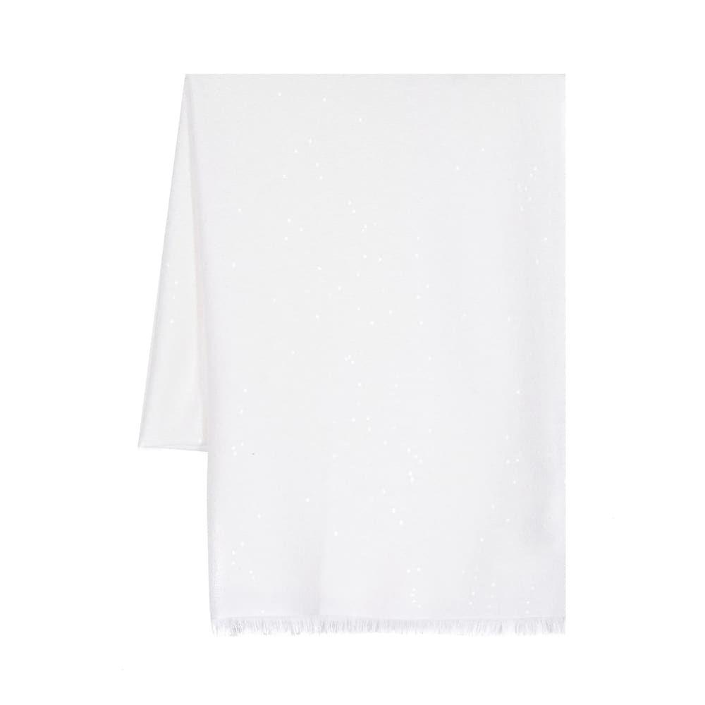 Brunello Cucinelli Sequin-embellished Frayed-hem Scarf In White