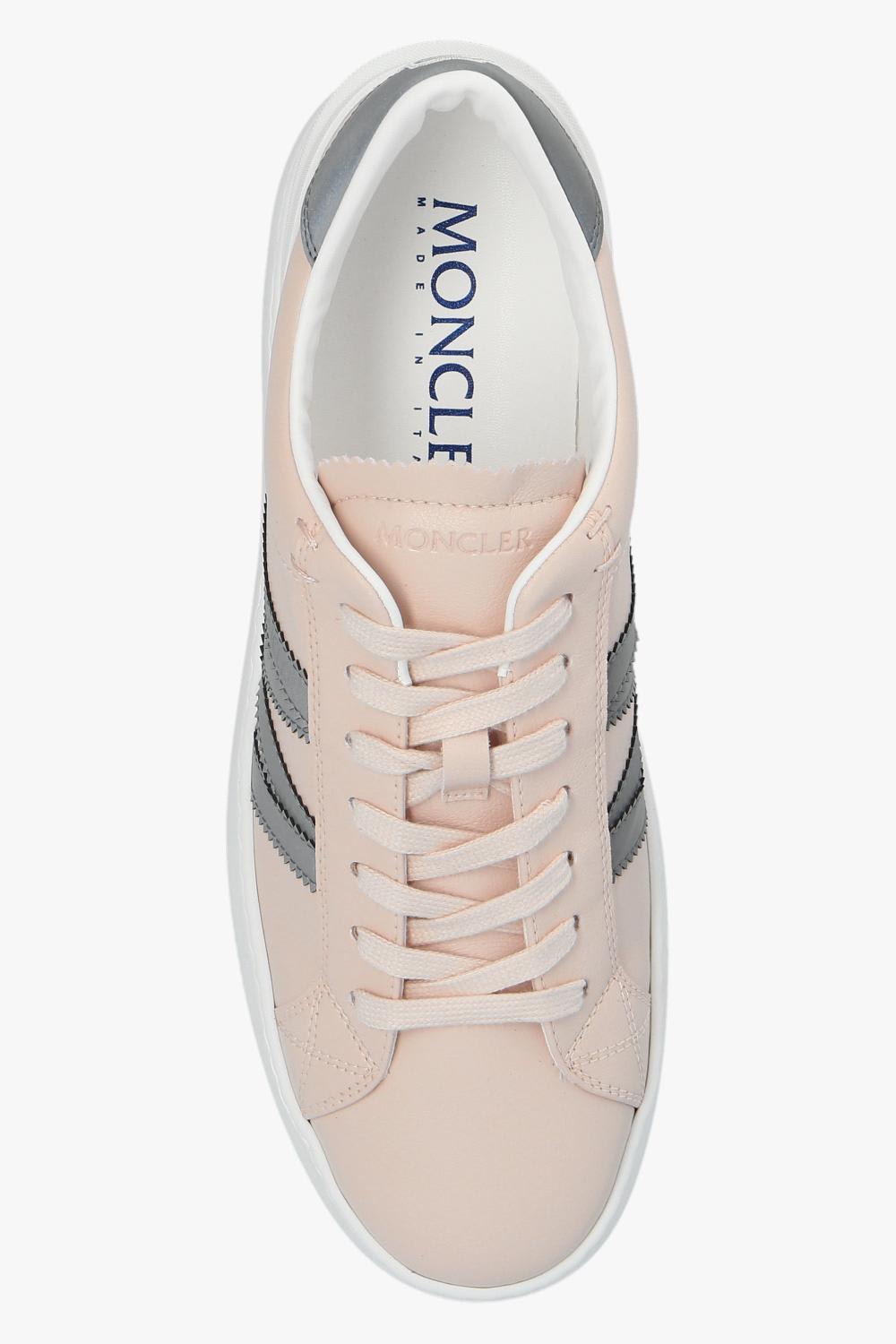 Shop Moncler Pastel Pink Leather Monaco M Sneakers