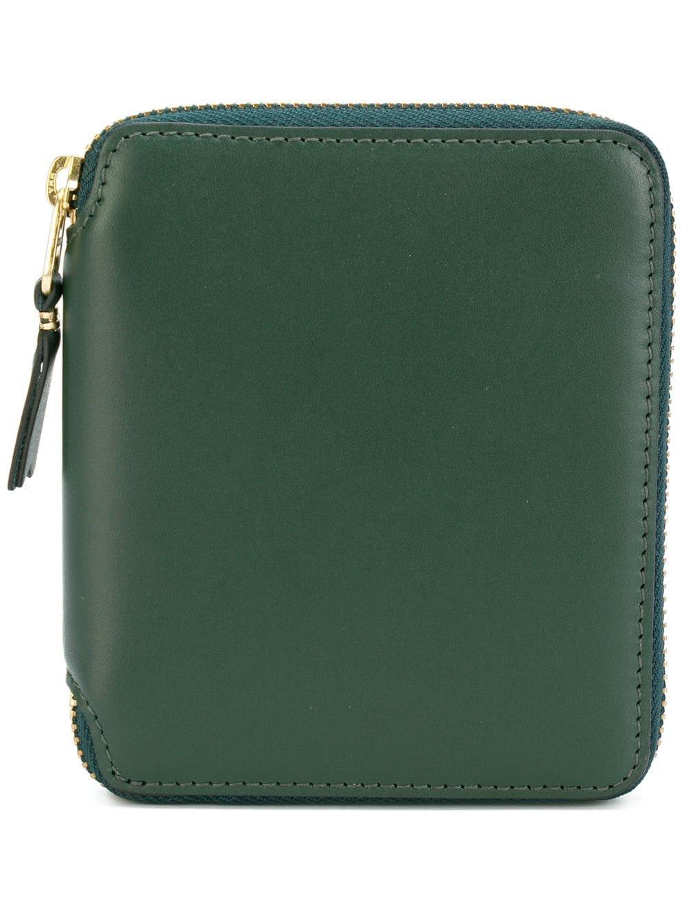 Shop Comme Des Garçons Logo Print Zipped Wallet In Bgrn Bottle Green