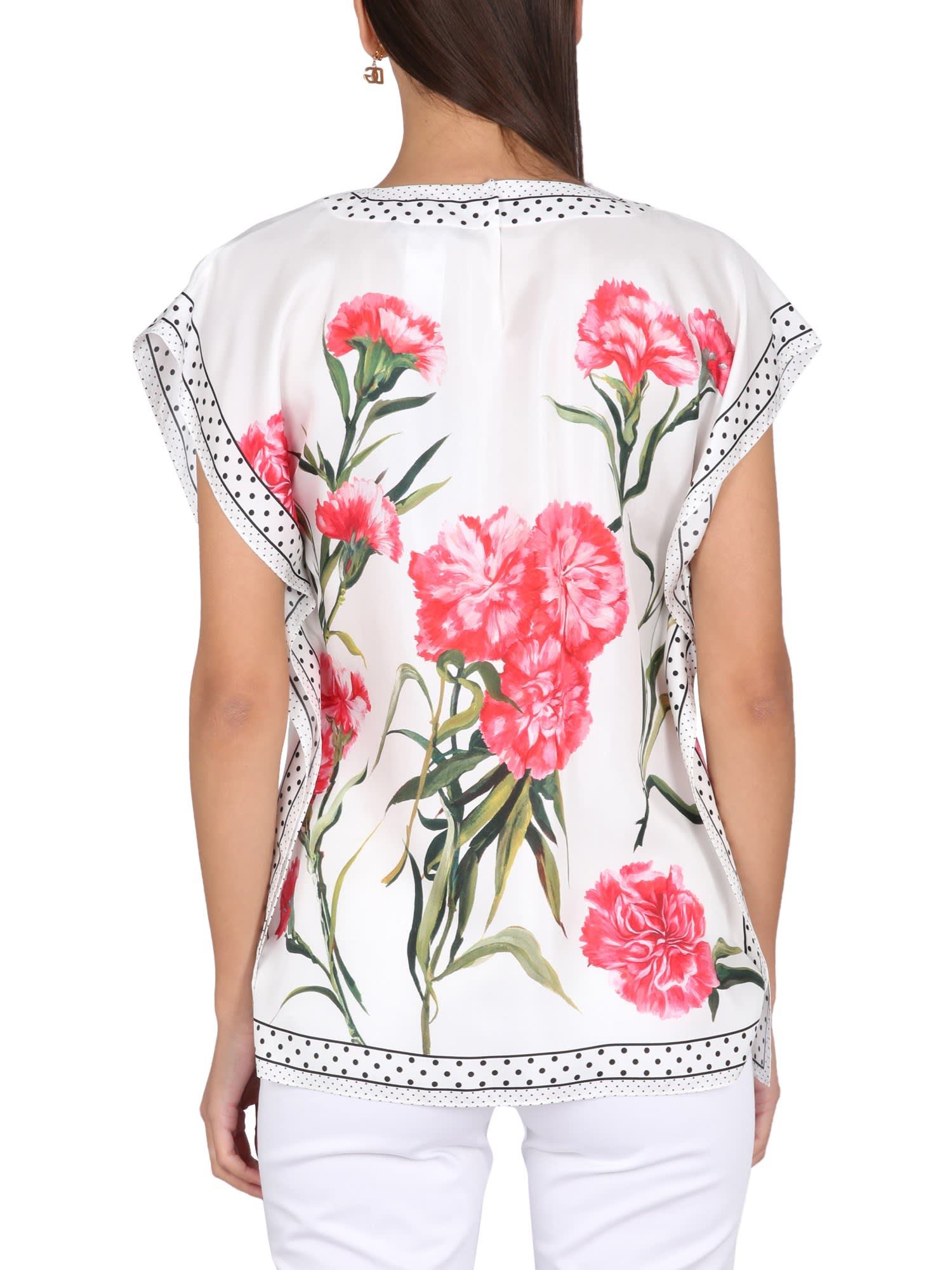 Shop Dolce & Gabbana Carnation Print Blouse