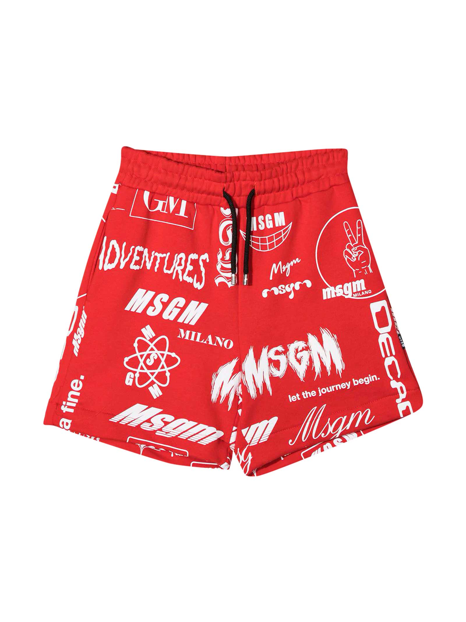 MSGM Red Teen Bermuda Shorts