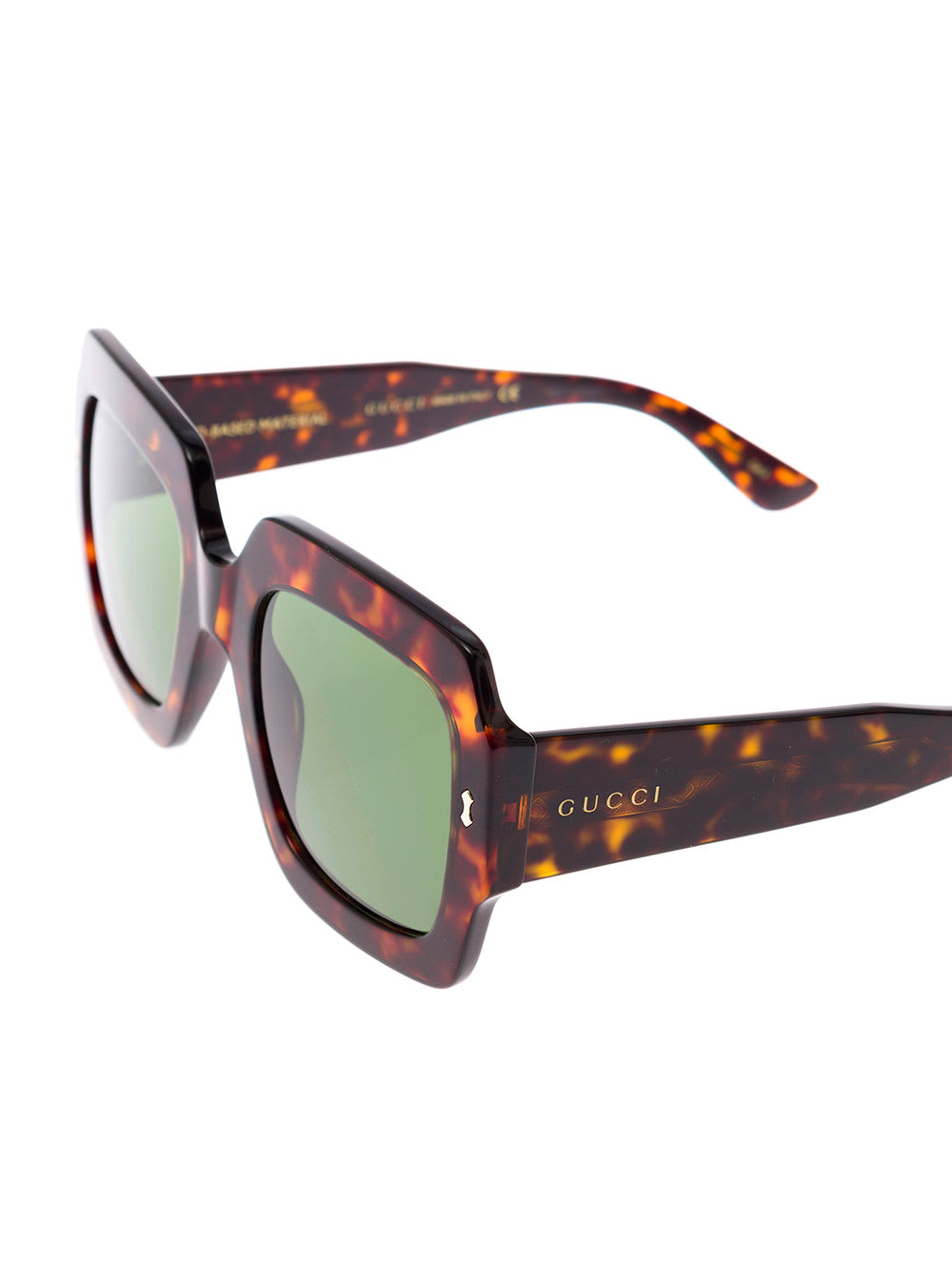 Gucci Womans Tortoise Brown Acetate Square Sunglasses In Brown