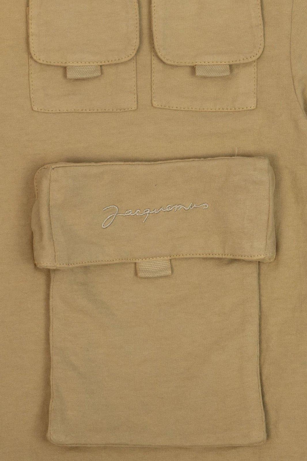 Shop Jacquemus Lenfant Logo Embroidered Crewneck T-shirt In Neutrals