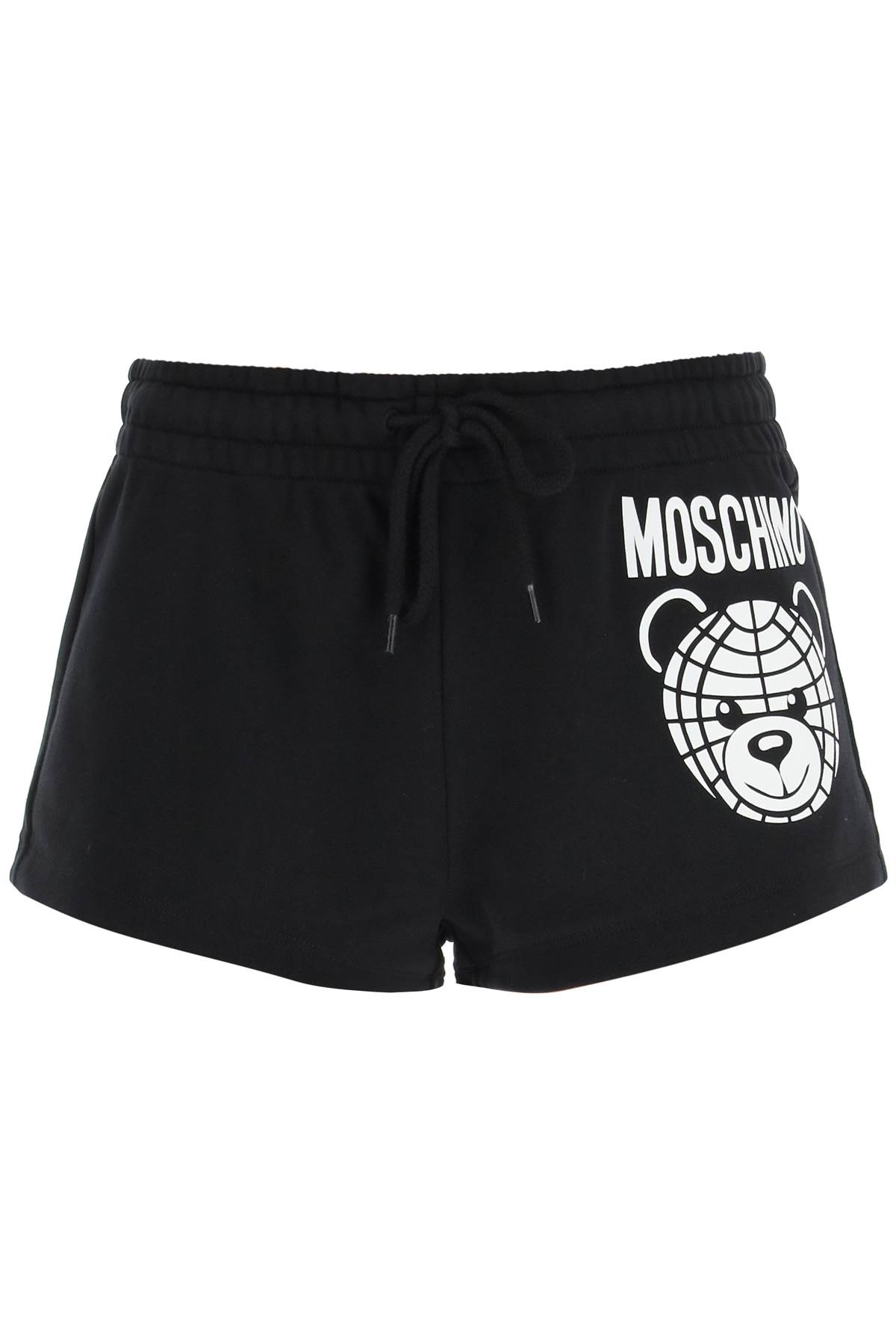 Shop Moschino Sporty Shorts With Teddy Print In Fantasia Nero (black)