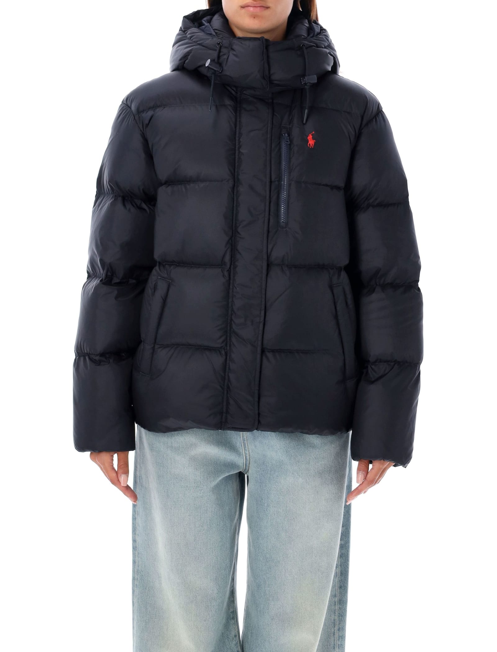 Polo Ralph Lauren Hooded Down Jacket In Black