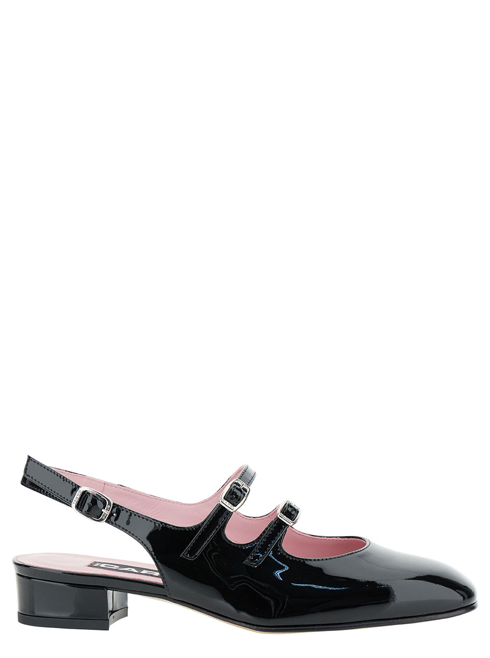 Black Slingback Mary Janes With Block Heel In Patent Leather Woman