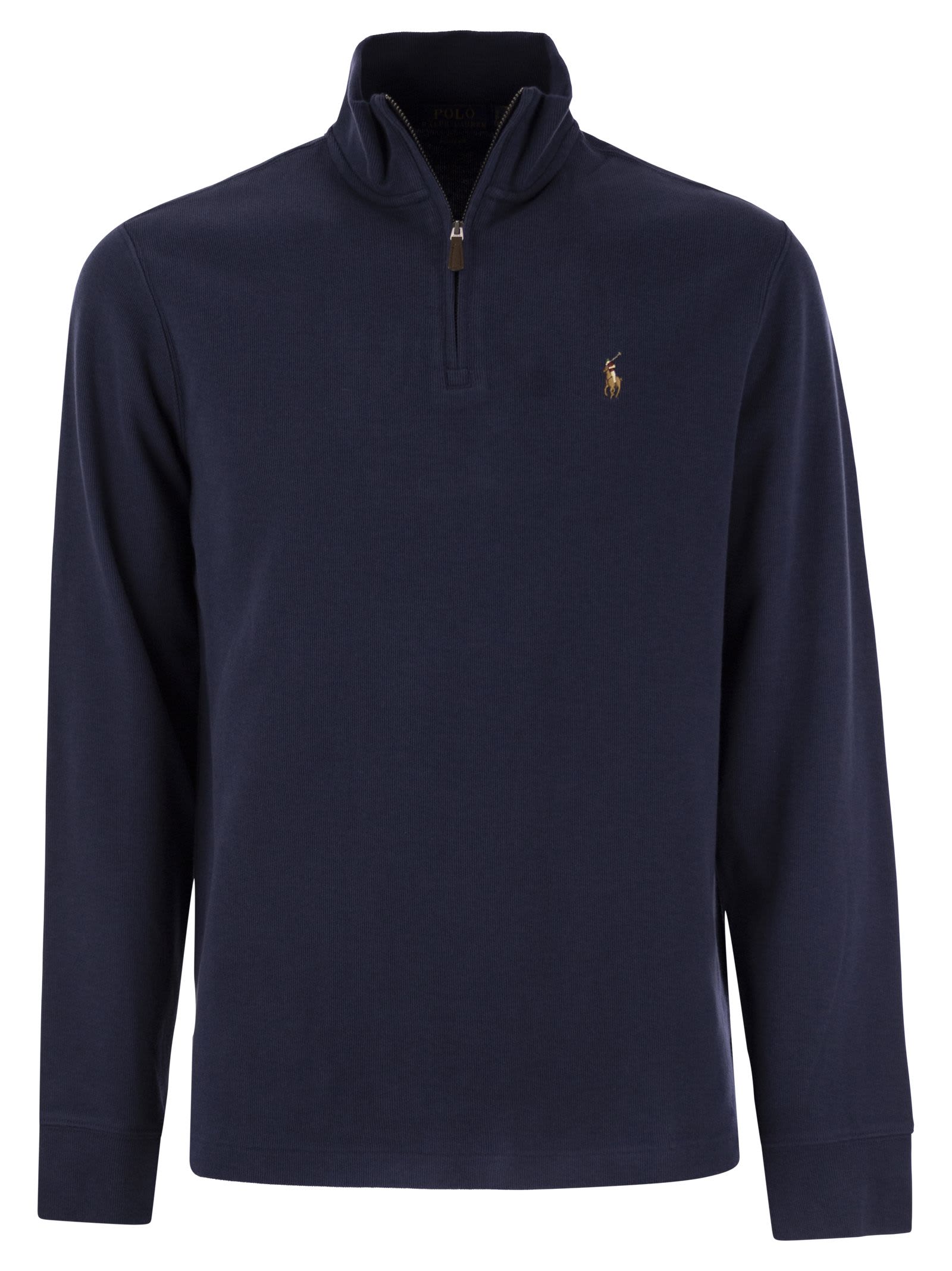 POLO RALPH LAUREN RIBBED PULLOVER WITH ZIP