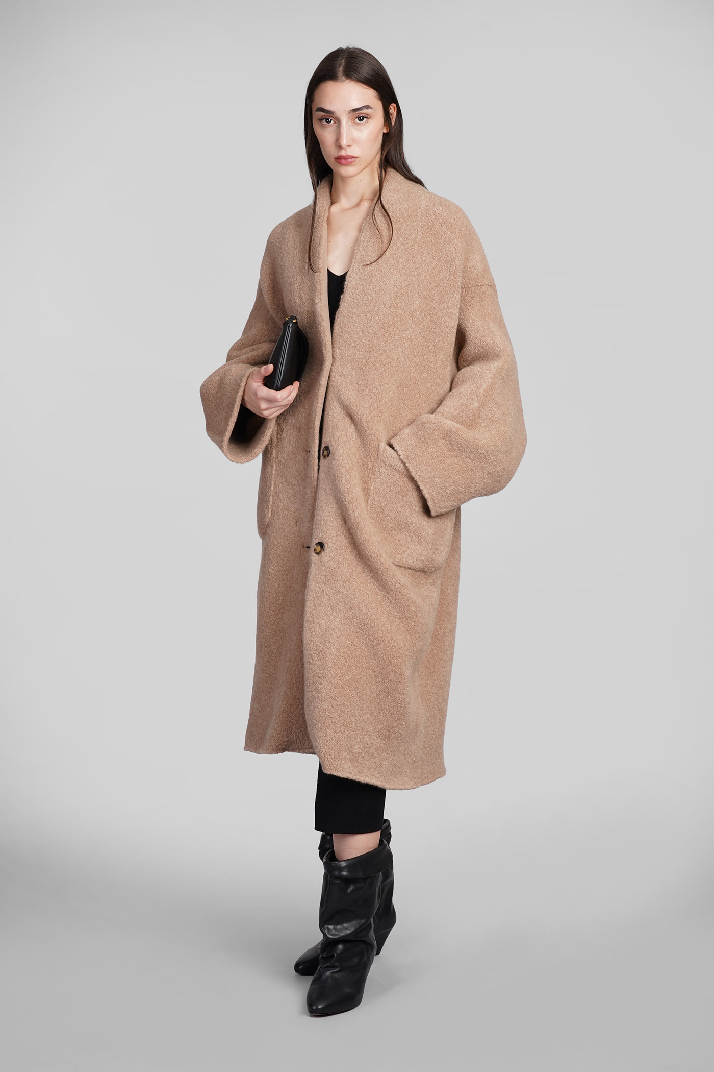 Shop Laneus Coat In Camel Wool