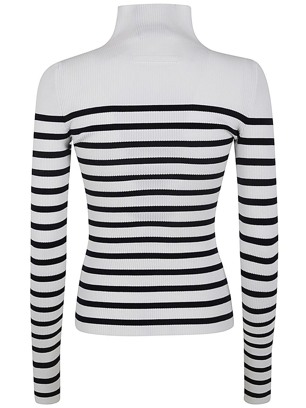 Shop Jean Paul Gaultier Ribbed Mariniere Pullover With Transparent Window Detail In White Navy