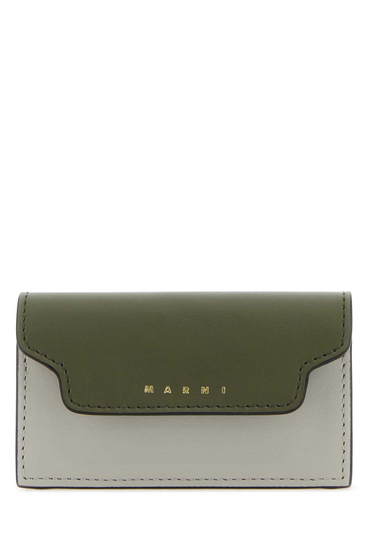Shop Marni Multicolor Leather Business Card Holder In Mosstonepelicangoldbrown