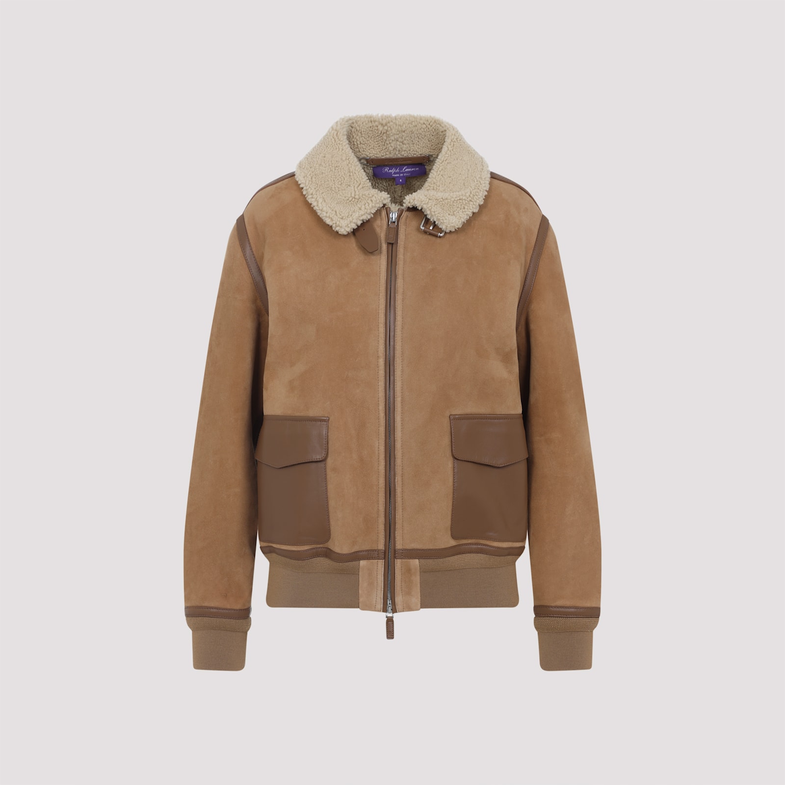 Ralph Lauren Morrison Shearling-trimmed Suede Jacket In Brown