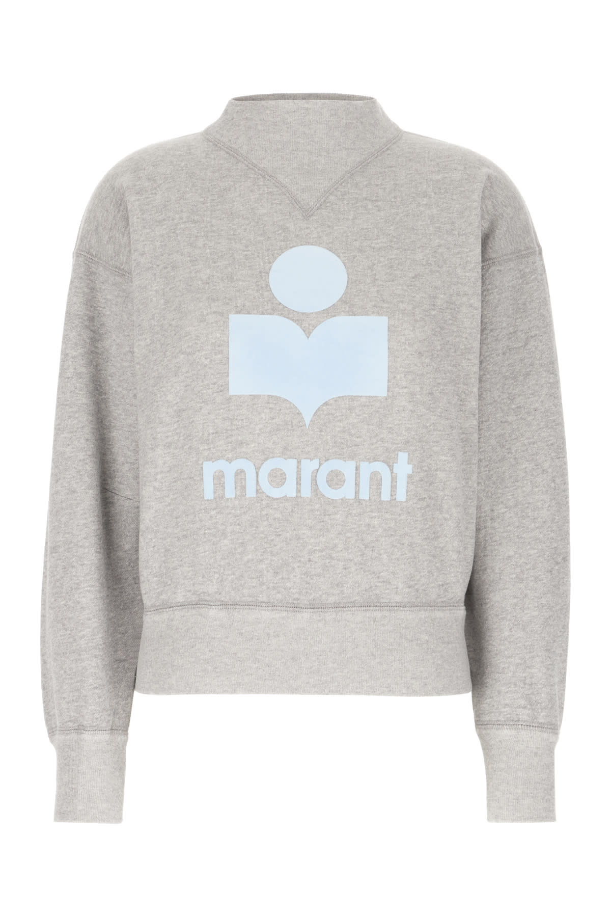 Shop Marant Etoile Melange Grey Cotton Blend Sweatshirt In Grey Ice Blue