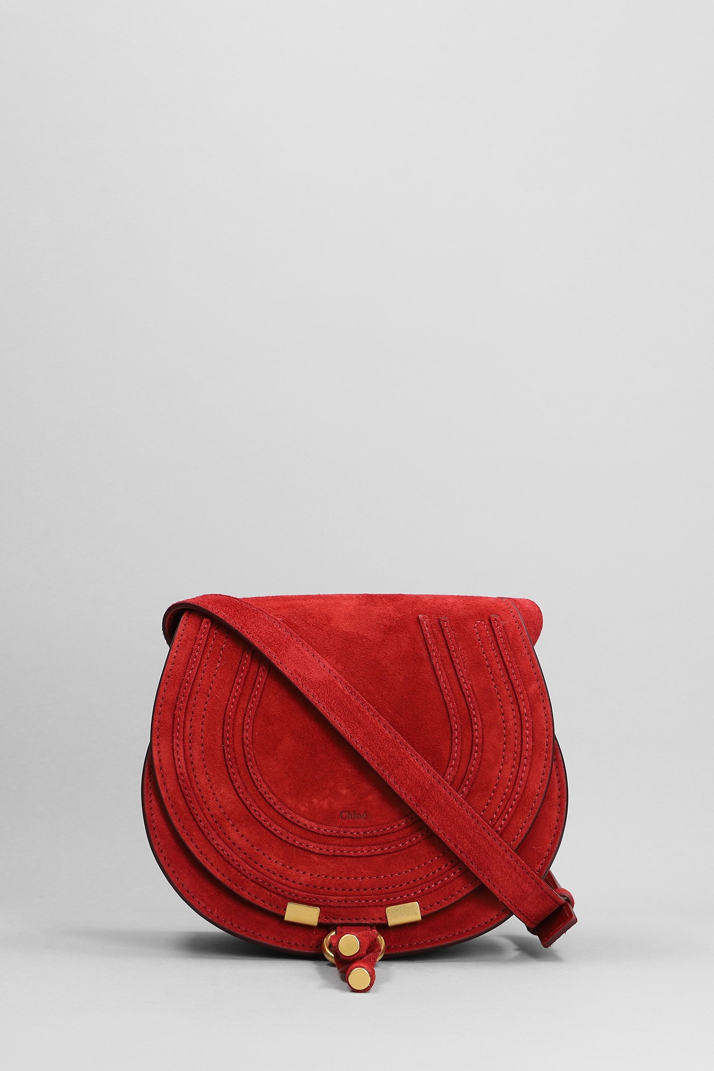 Chloé Mercie Shoulder Bag In Red Suede