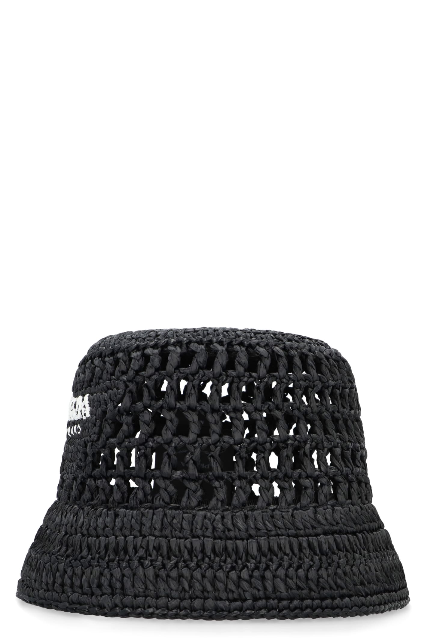 Shop Prada Logo Detail Bucket Hat In Black