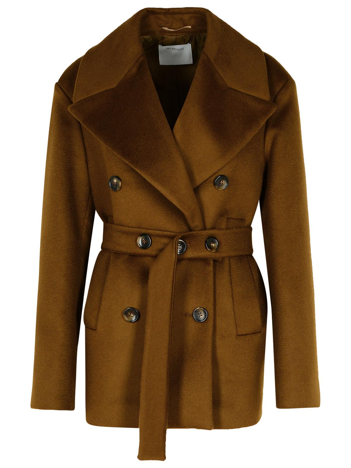 Shop Sportmax Orchis Brown Wool Coat