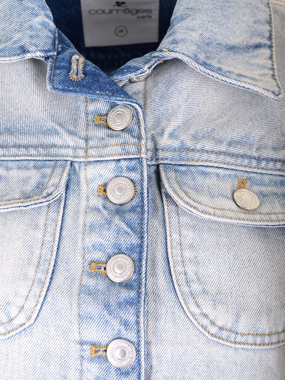 Shop Courrèges Washed Denim Jacket In Light Blue