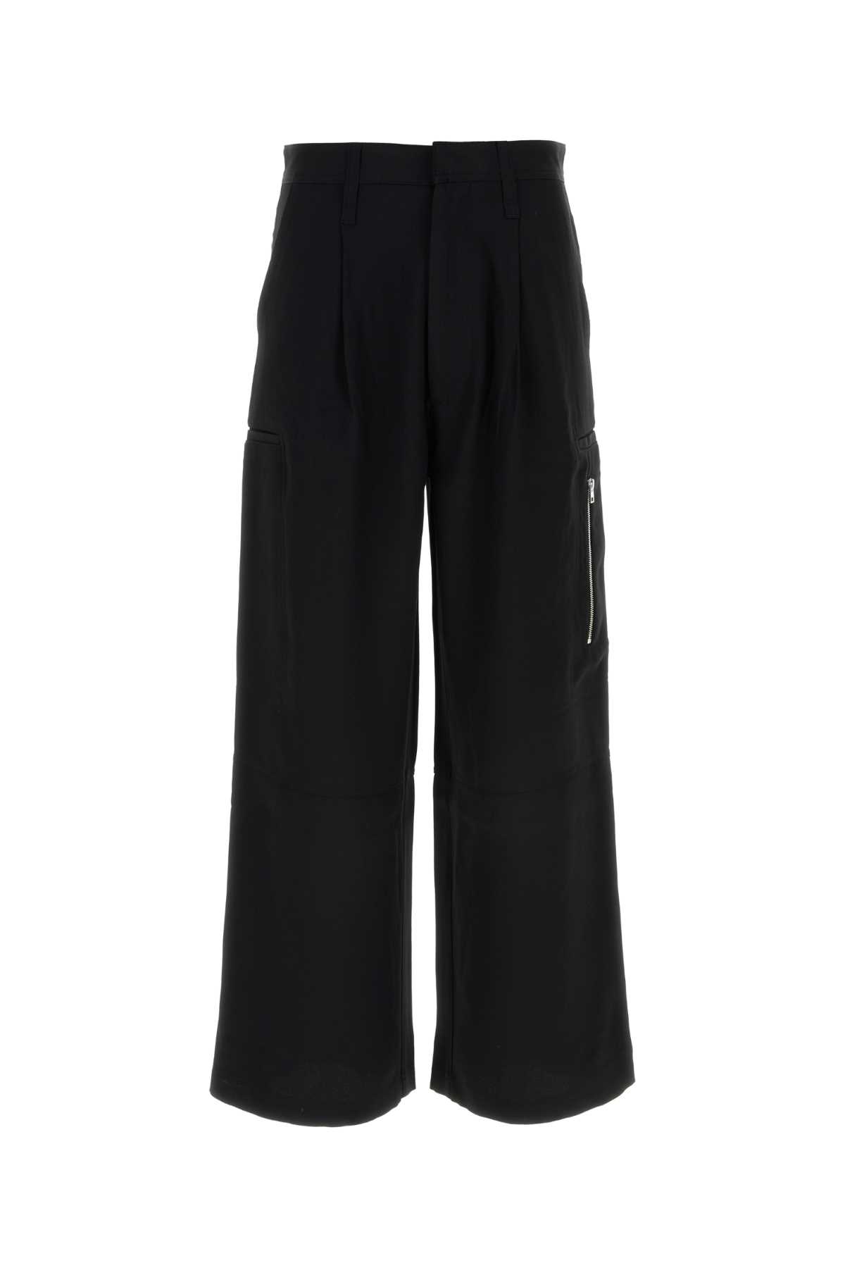 Shop Ami Alexandre Mattiussi Black Acetate Blend Wide-leg Pant