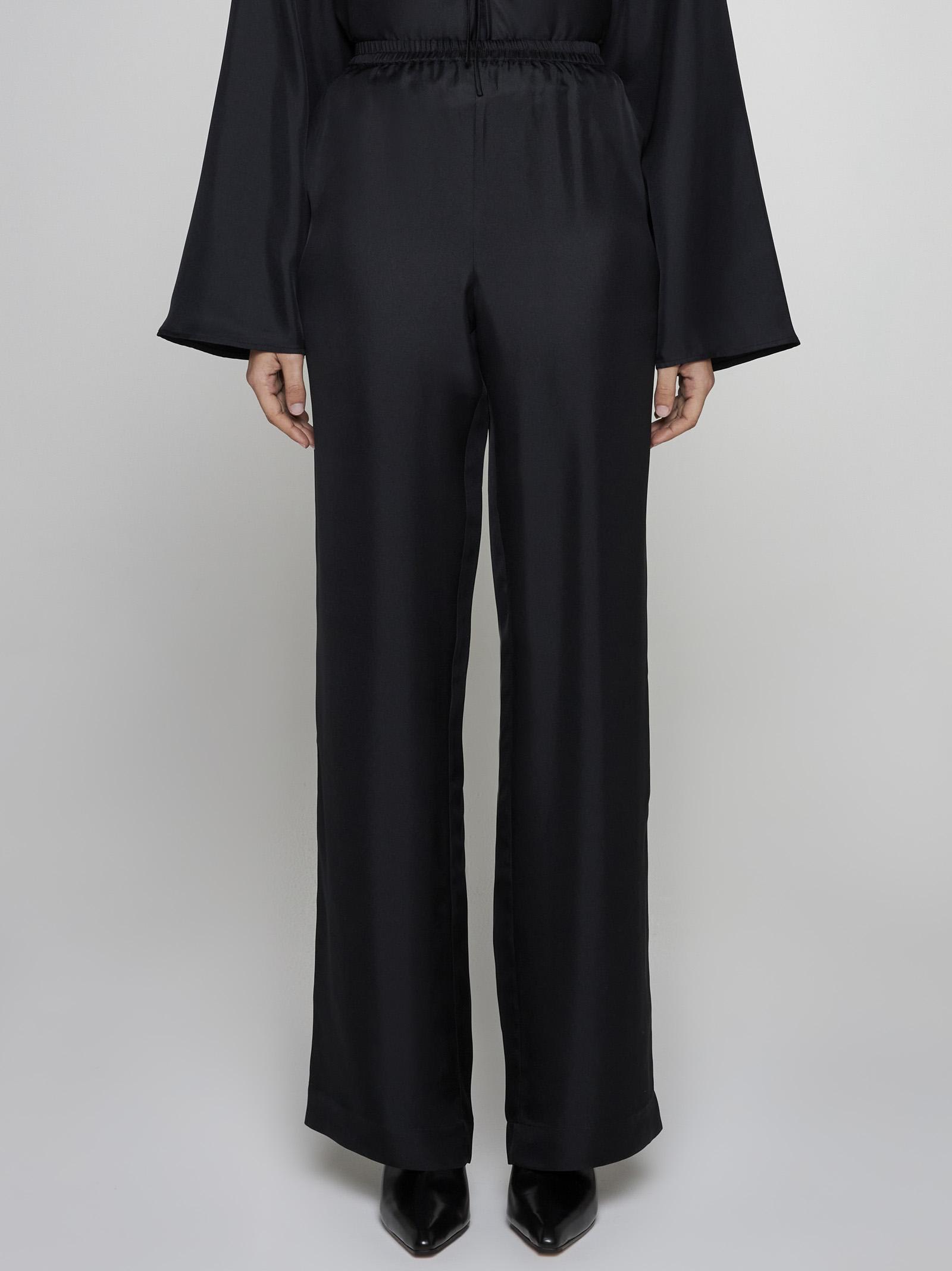 Shop Loulou Studio Alera Silk Trousers In Black