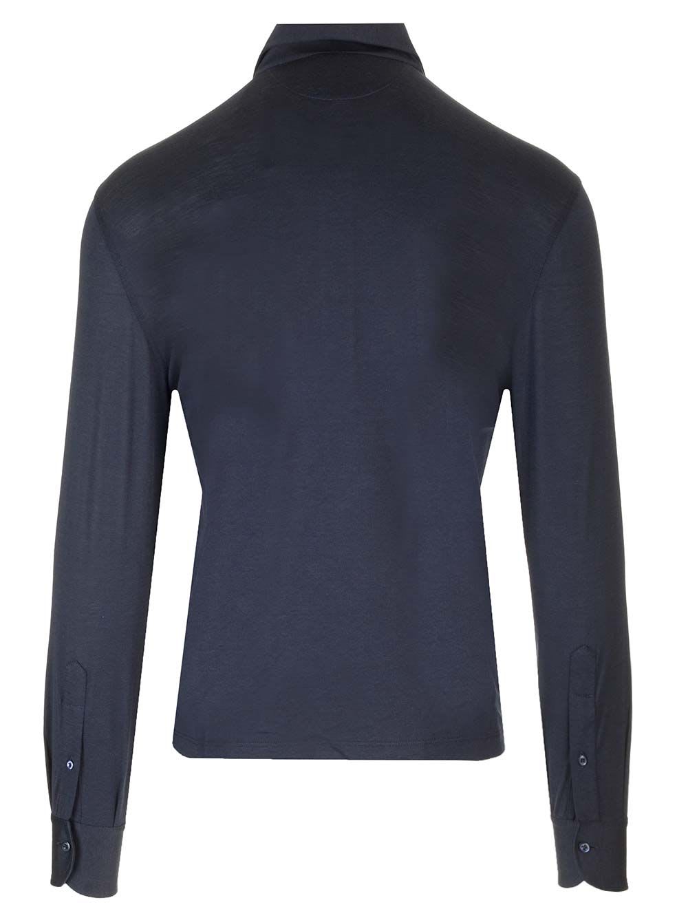 Shop Brunello Cucinelli Silk And Cotton Polo Shirt In Blue