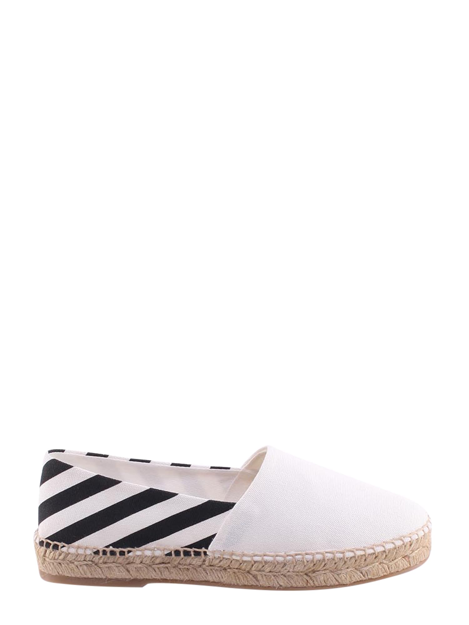 Off-white Diag-stripe Cotton Espadrilles In White