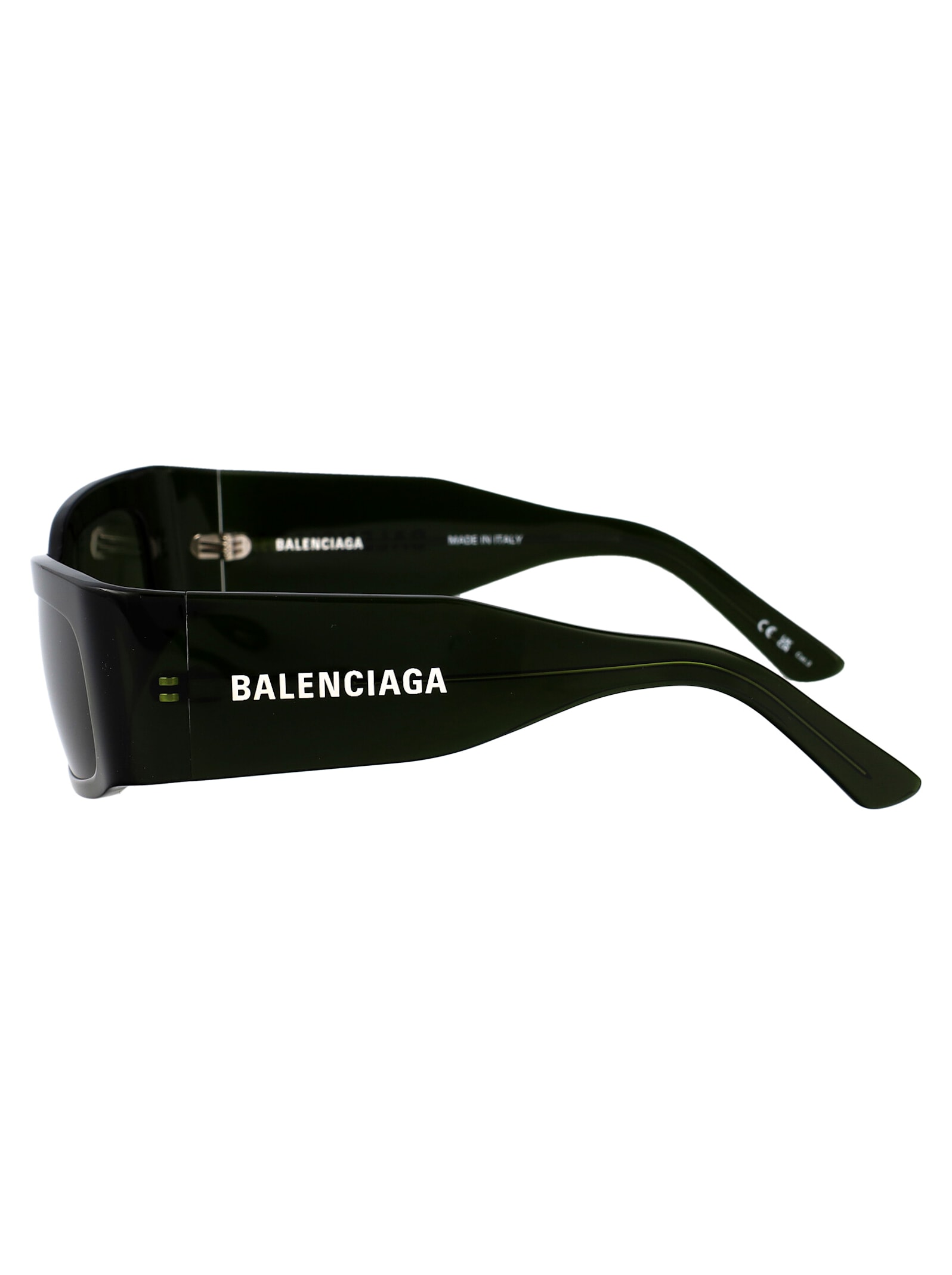 Balenciaga Acetate Green Sunglasses In Black