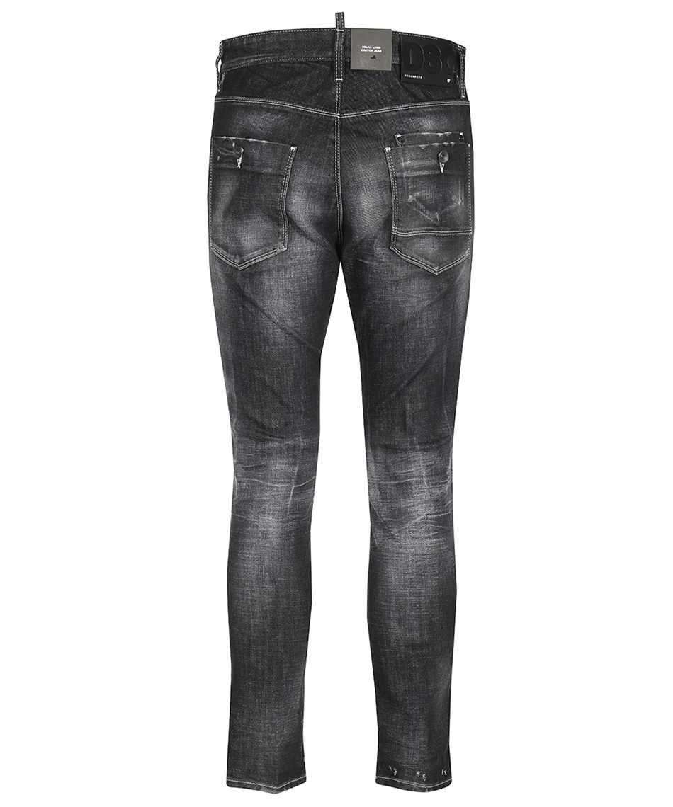 Shop Dsquared2 Relax Long Crunch Stretch Cotton Jeans In Grey