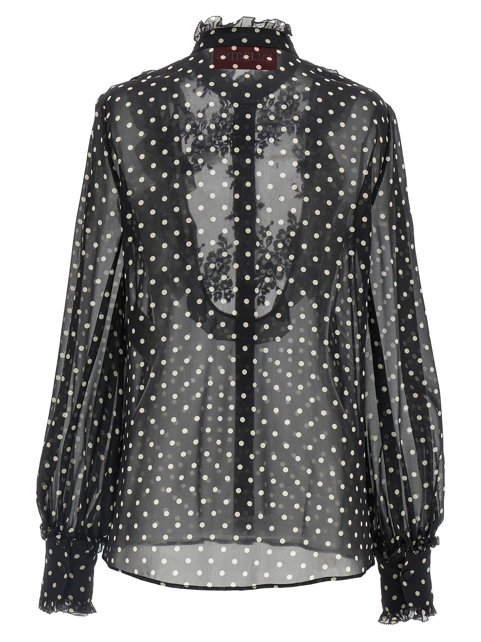 Valentino Garavani Polka Dot Tulle Bib Button-up Shirt