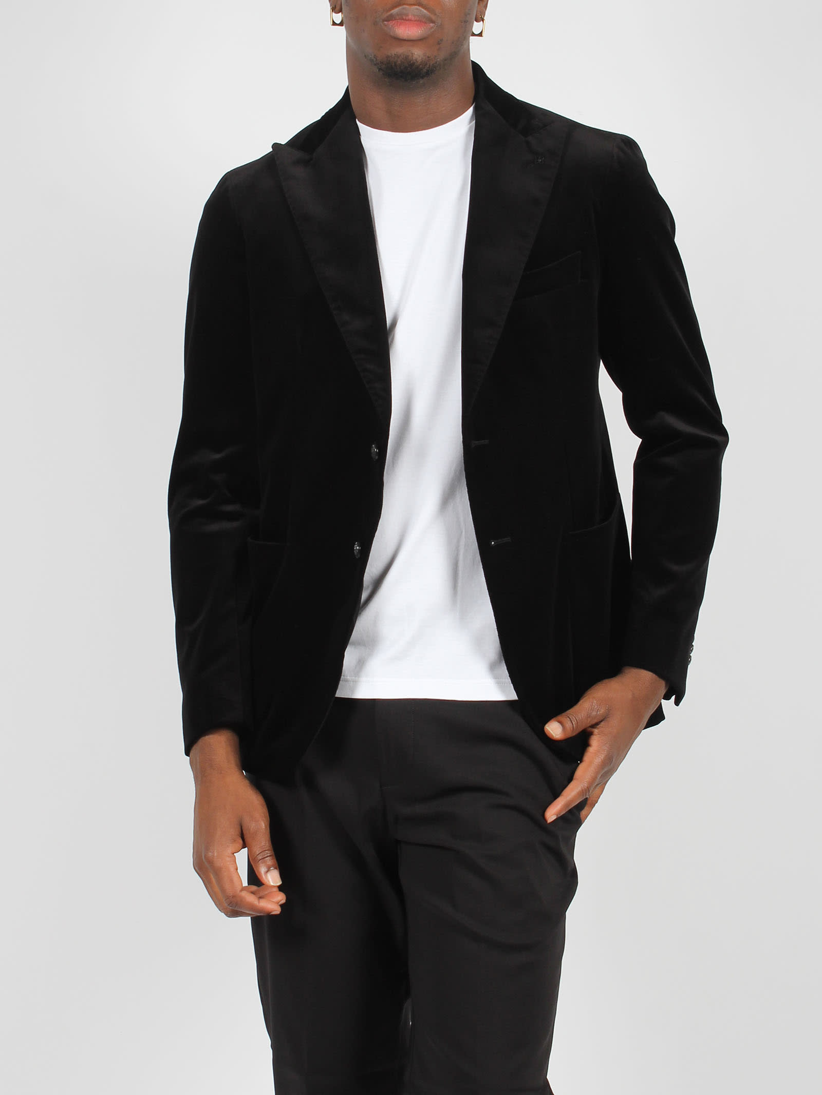 Shop Tagliatore Velvet Jacket In Black