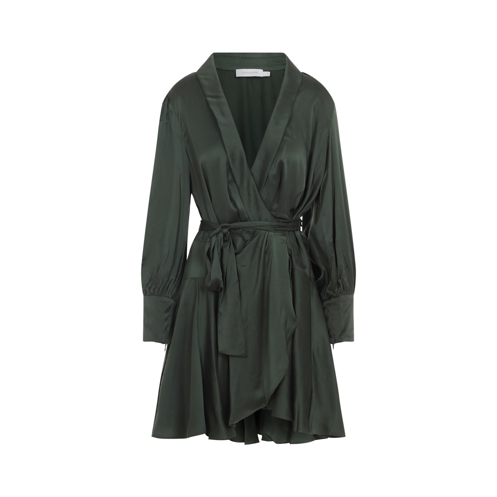 Zimmermann Wrap-effect Ruffled Dress In Green