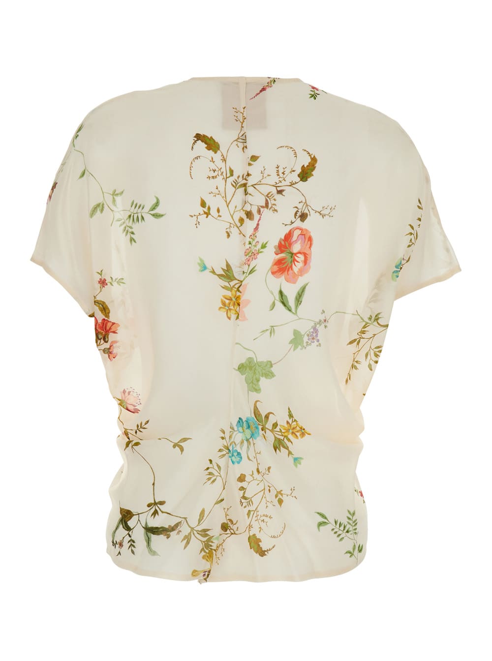 Semicouture Multicolor Top With V Neck And All-over Floral Print In Viscose Woman In Multicolor