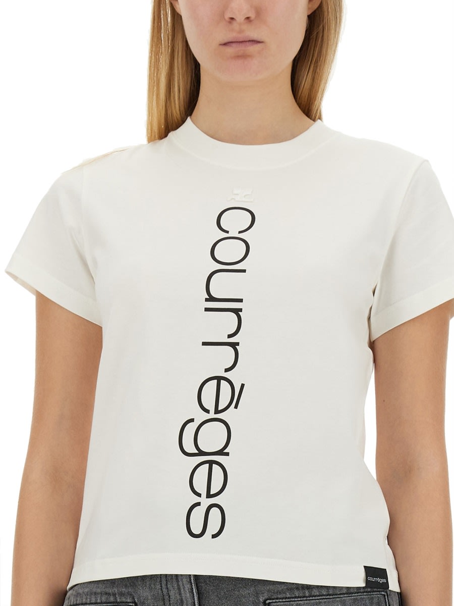 Shop Courrèges T-shirt With Logo In White