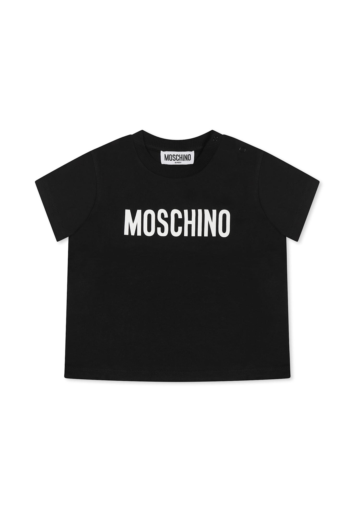 Moschino Black T-shirt For Babykids With Logo