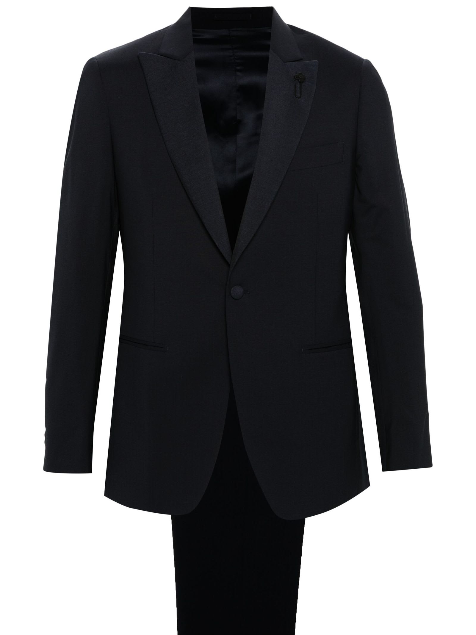 Shop Lardini Single-breasted Wool Suit In Blue