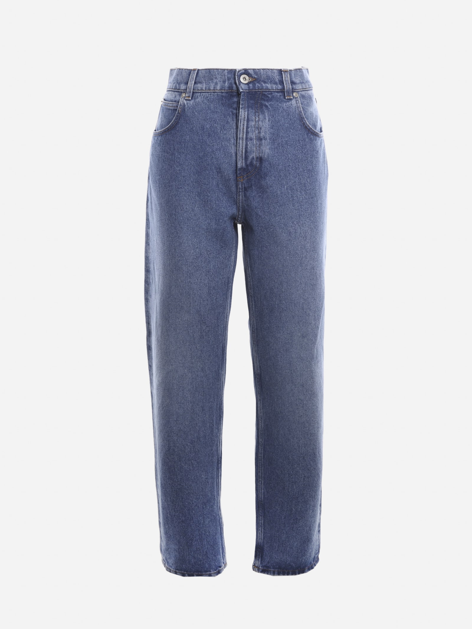 Loewe Anagram Cotton Jeans With Leather Insert