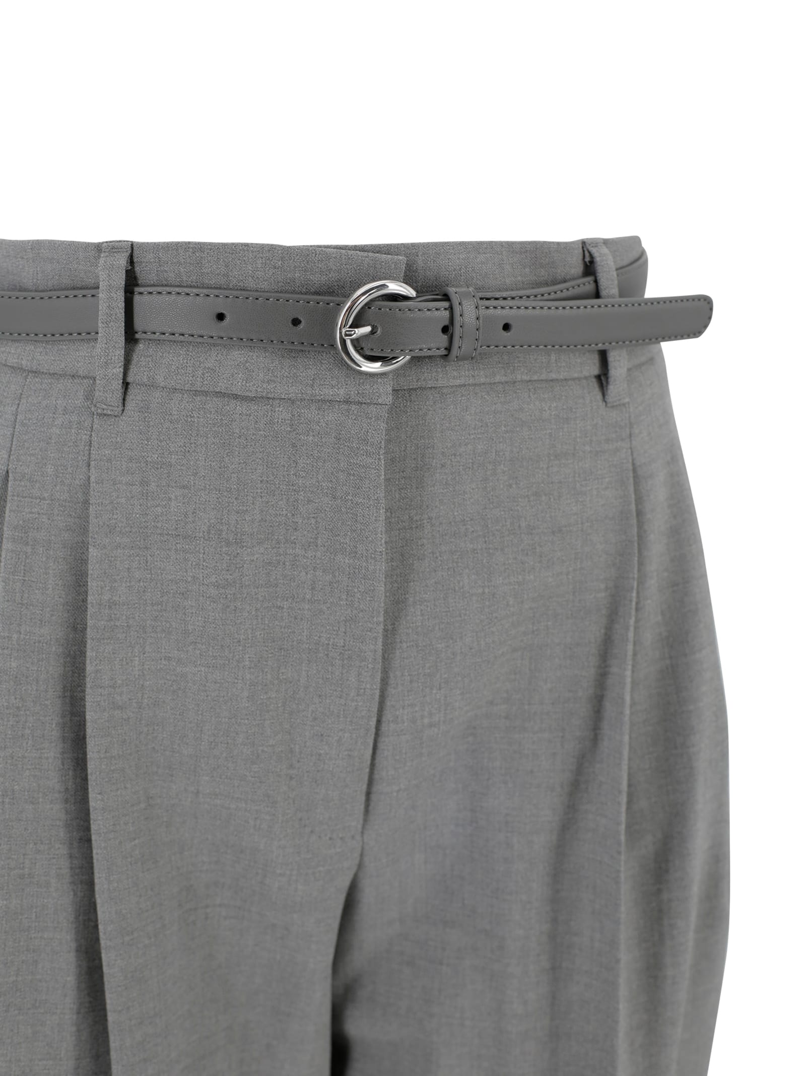 Max Mara Pleated-front Belted Trousers In Gray