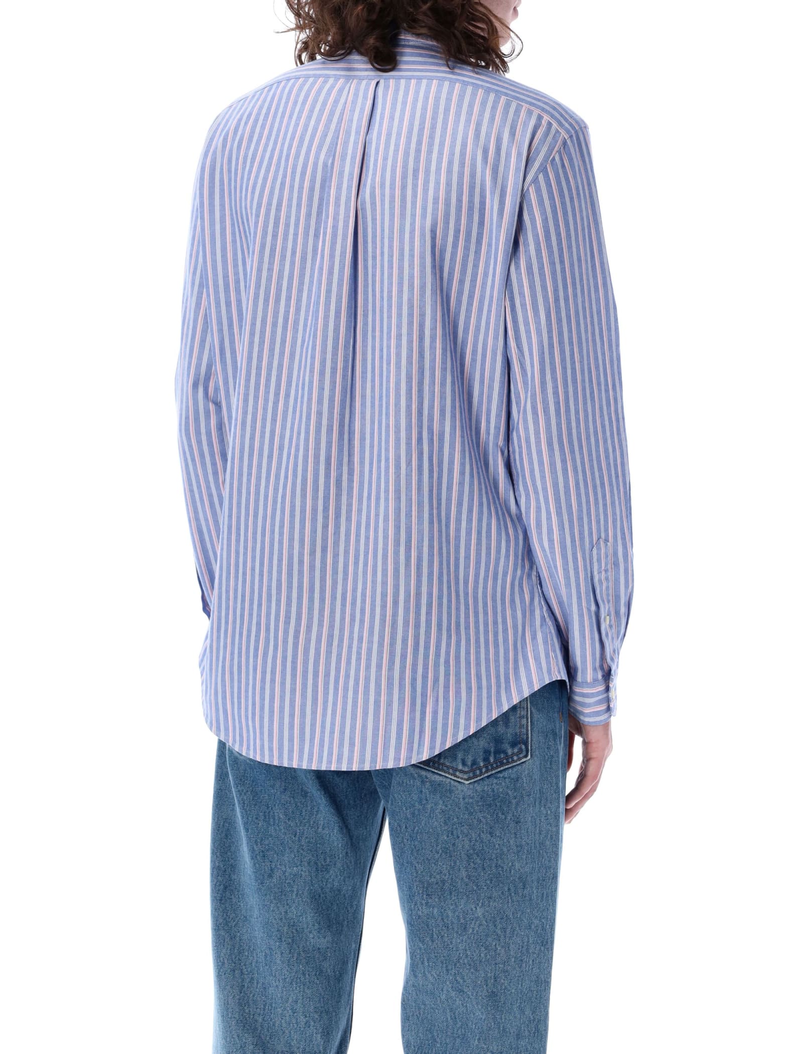 Shop Polo Ralph Lauren Classic Custom Fit Shirt In Light Blu Pink
