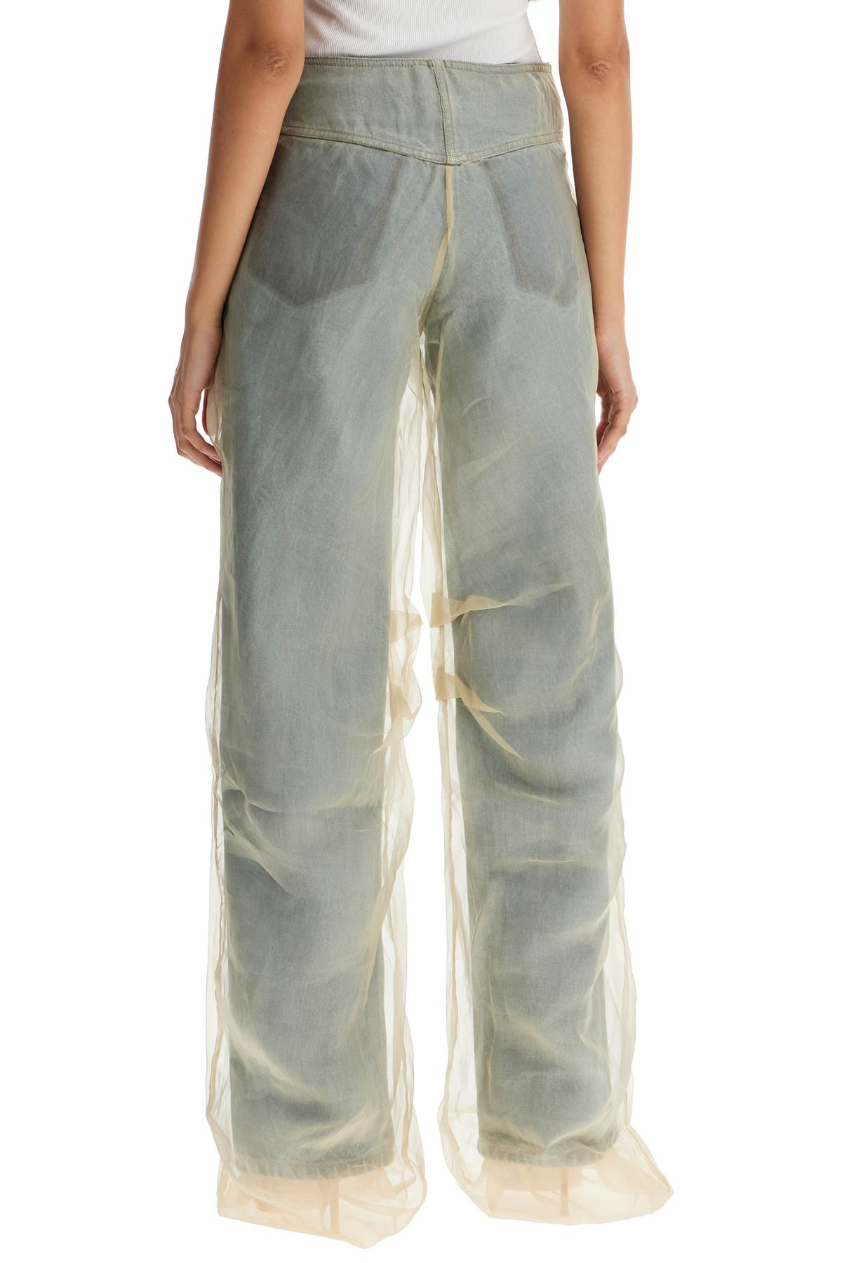 Shop Christopher Esber Silk Organza Layered Jeans With A Touch In Stone Blue/ Sand (blue)