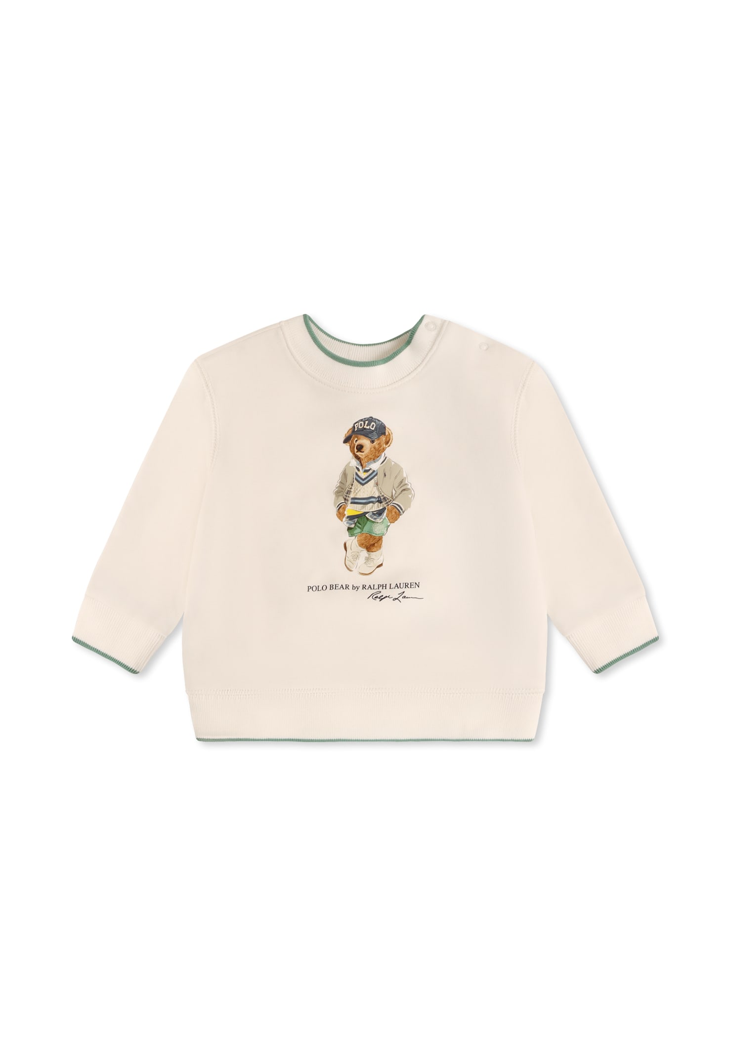 Ralph Lauren White Sweatshirt For Baby Boy With Polo Bear In White