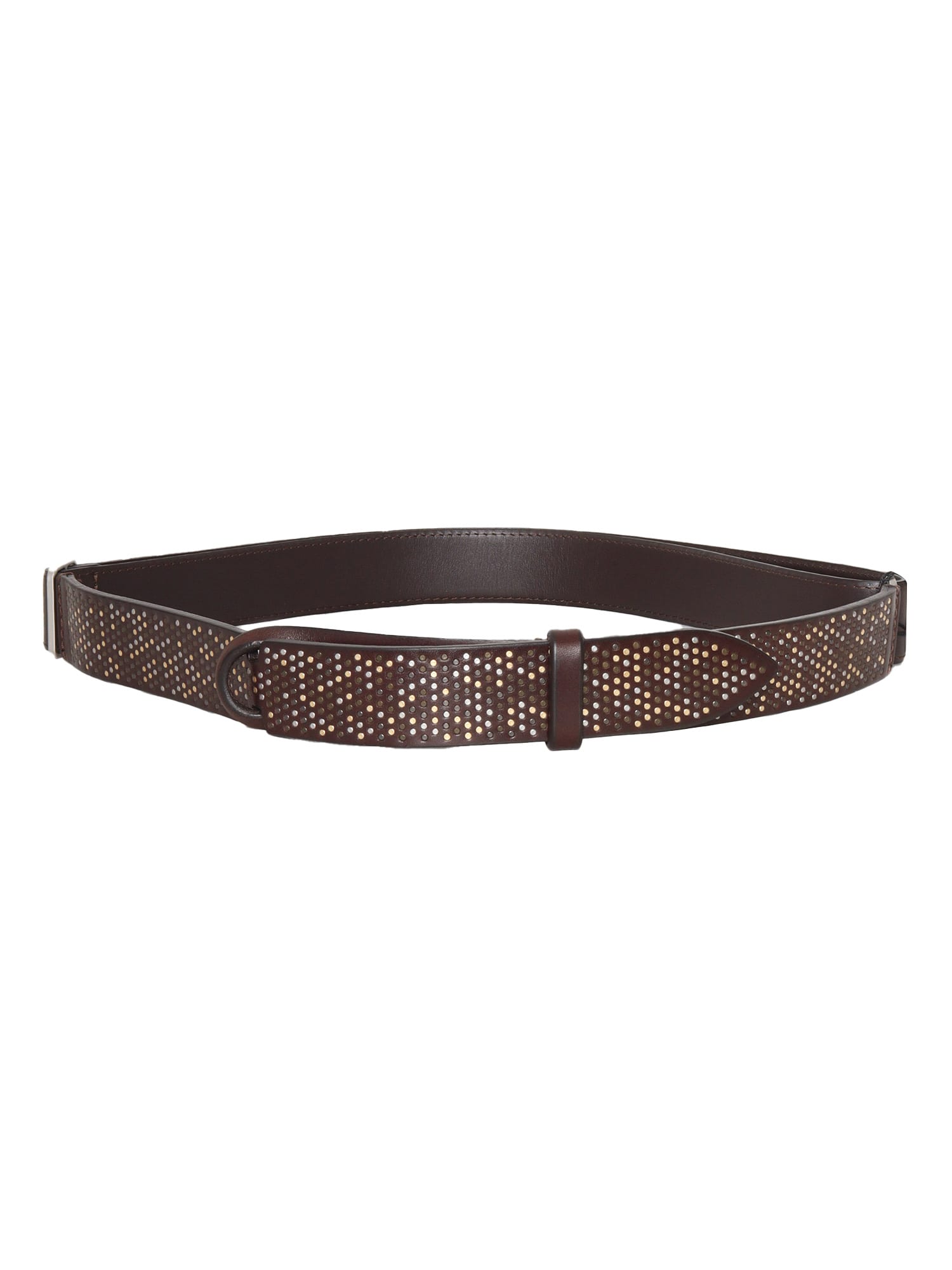Orciani Stud-embellished Leather Belt In Brown