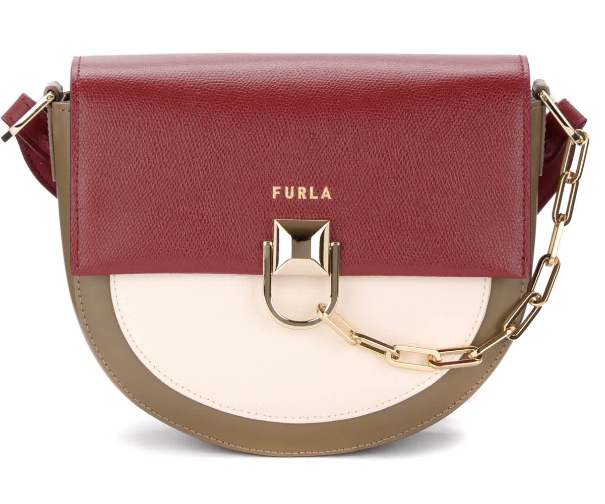 Furla Mimì Mini Shoulder Bag In Cherry-colored Leather