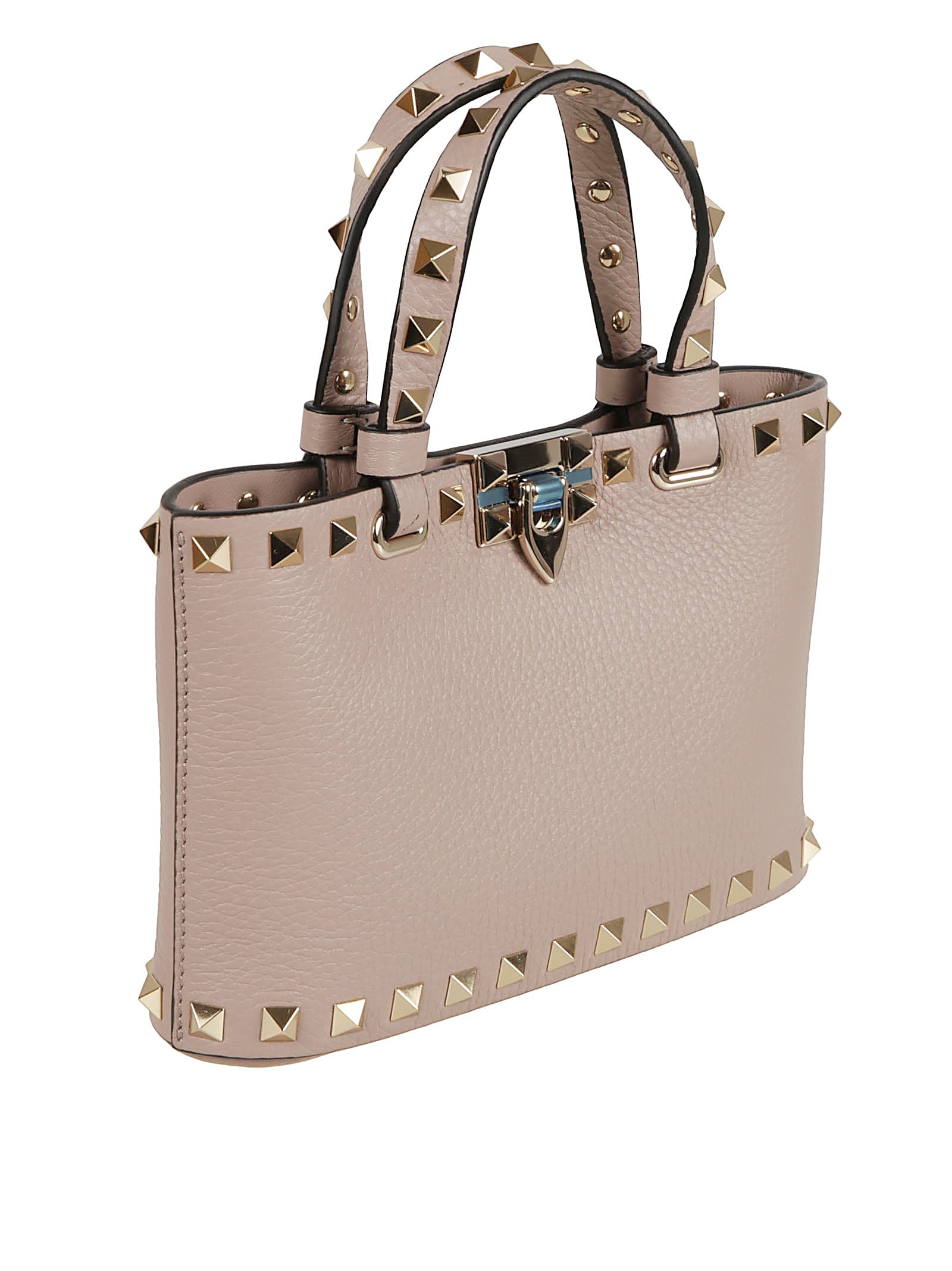 Valentino Rockstud Bag In Grained Leather In Neutral